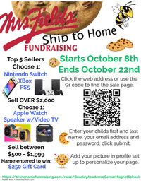 School Wide Fundraiser:  Mrs. Fields Cookie Dough